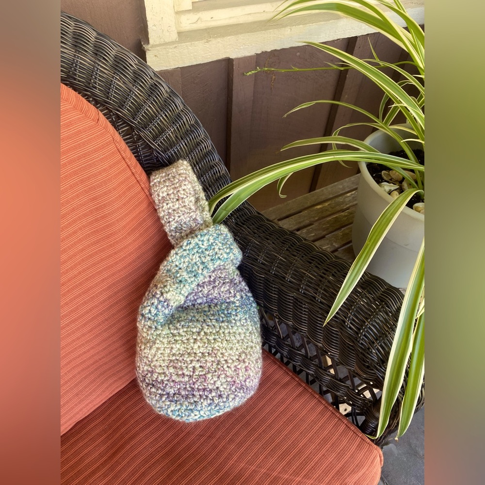 Hand crocheted Japanese knot style bag. New
